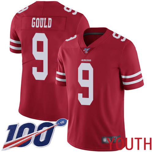 San Francisco 49ers Limited Red Youth Robbie Gould Home NFL Jersey 9 100th Season Vapor Untouchable